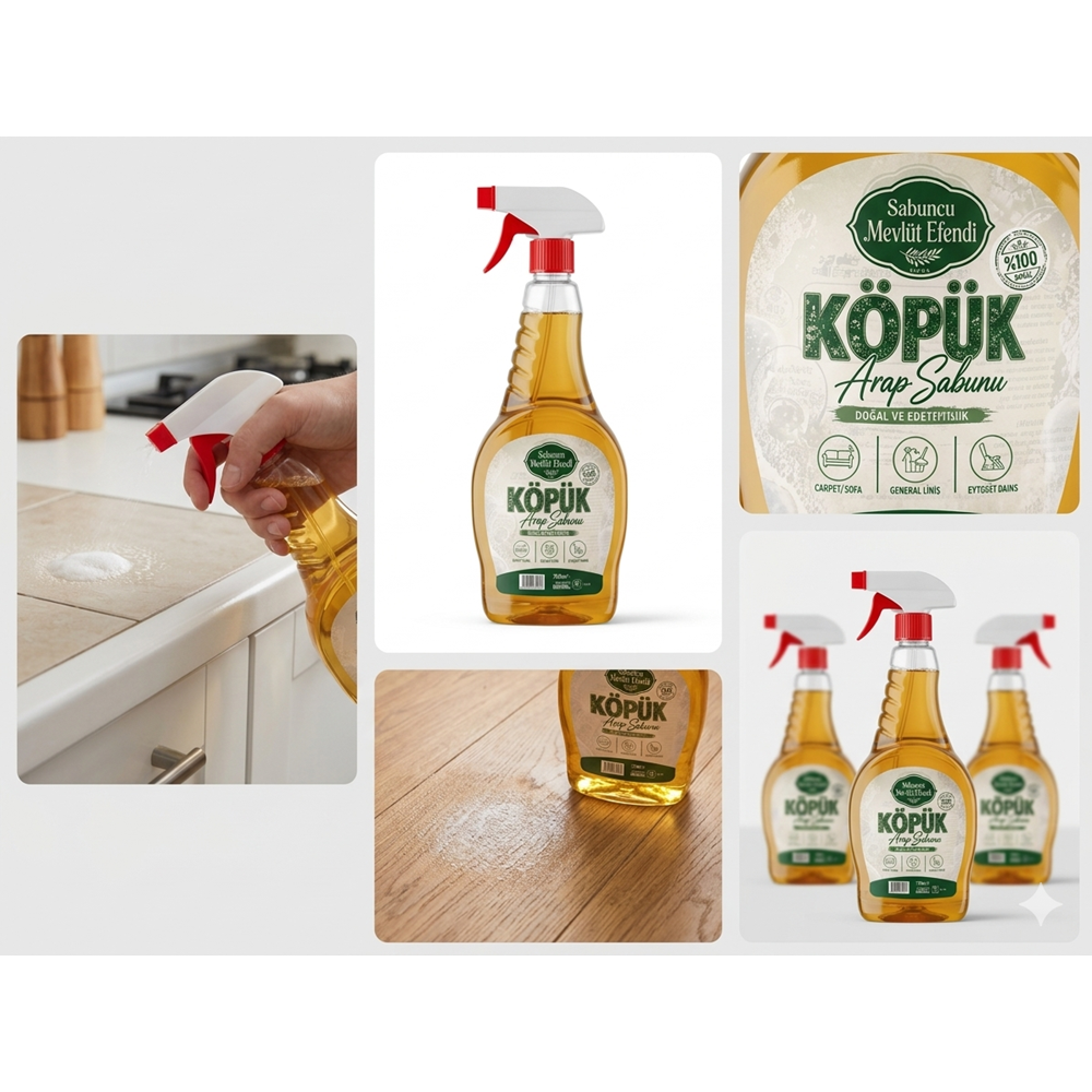 Köpük Arap Sabunu 750 ml, Leke Çıkarıcı, Yağ Çözücü, Vegan Ve Bitkisel İçerikli, Çok Amaçlı Yüzey Temizlik Sabunu