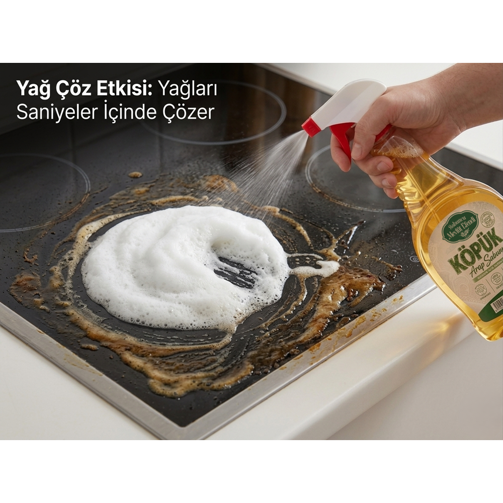 Köpük Arap Sabunu 750 ml, Leke Çıkarıcı, Yağ Çözücü, Vegan Ve Bitkisel İçerikli, Çok Amaçlı Yüzey Temizlik Sabunu