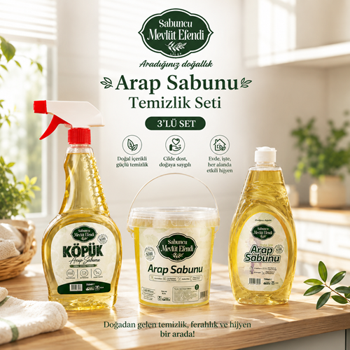 Arap Sabunu Temizlik Seti, Leke Çıkarıcı, Yağ Çözücü Etkili, Çok Amaçlı Yüzey Temizleyici, Bitkisel Ve Vegan Temizlik